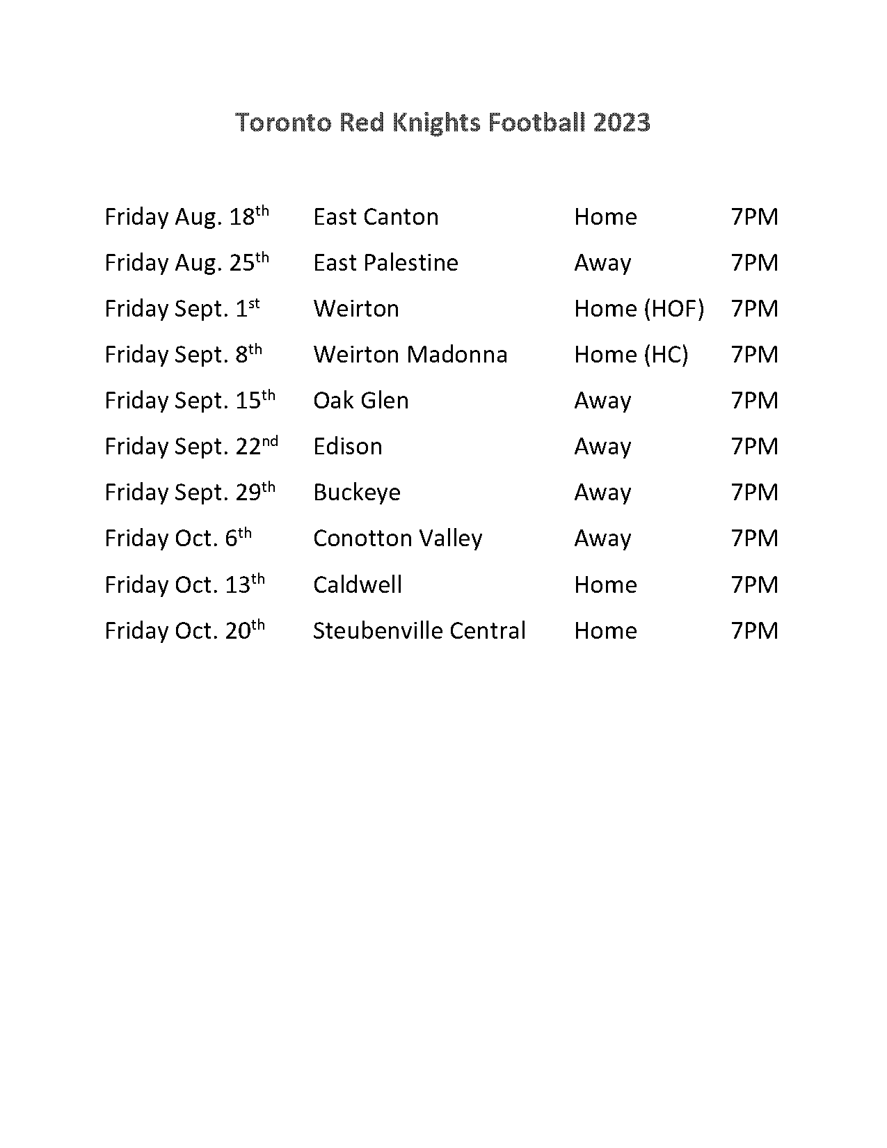 oak glen football schedule